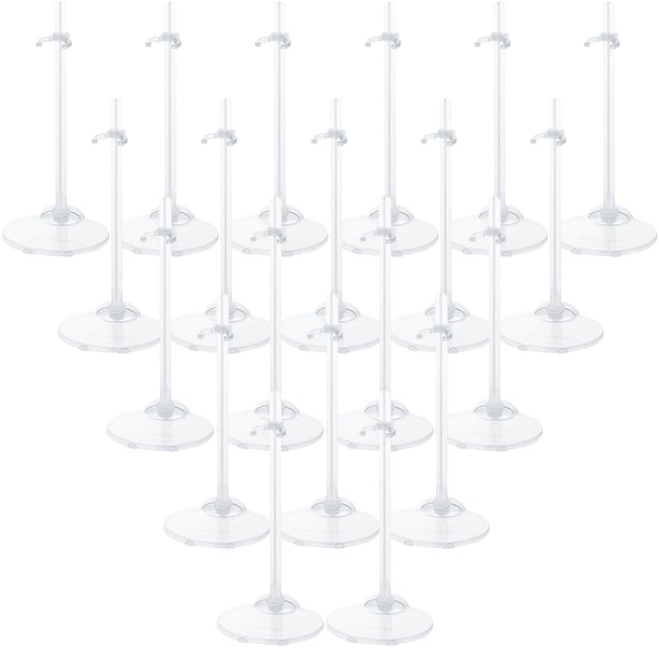 10Pcs Doll Stand Display Holders, Transparent for 11-13 Inch Dolls | Adjustable Doll Display Stands, Plastic Action Figure Accessories, Dolls Support Stand for Barbie Doll DIY Craft Dolls