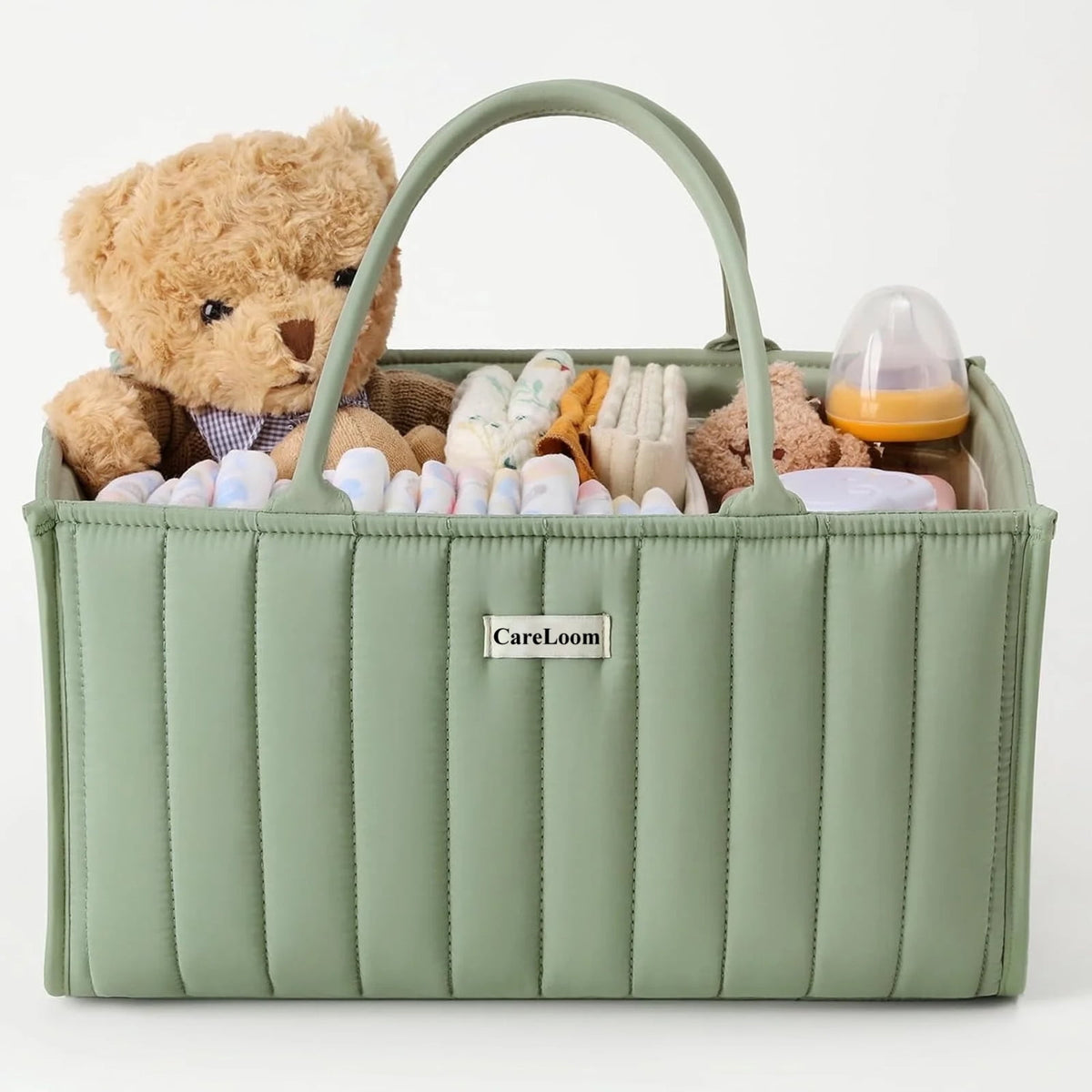 CareLoom Baby Diaper Bags Caddy Organizer, Baby Shower Basket for Girls, Gift for Newborn Essentials, Baby Registry Must Have, Stylish Baby Basket for Changing Table Car Travel - Blush Pink