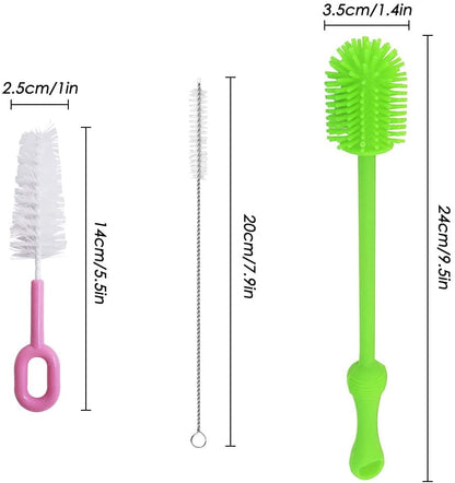 QUMENEY 6Pcs Silicone Bottle Brush, Straw Brush and Nipple Brush,  Bottle Cleaners for Baby Bottles Coffee Cups Little Mugs Vase and Deep Cu