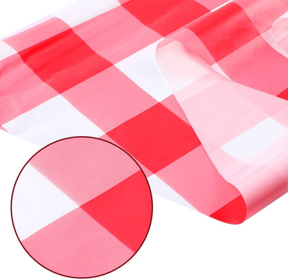 98.4 Feet Large Plastic Red and White Checkered Pennant Banner Gingham Triangle Banner Red and White Banner for Picnic BBQ Birthday Christma