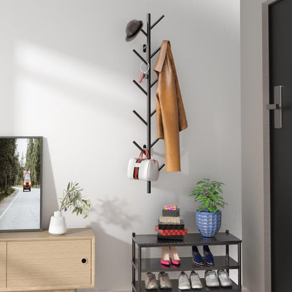 Vertical Coat Rack Wall Mount, Hat Rack for Wall, Modern Design Floating Coat Rack, Coat Tree for Clothes, Scarves, Bags, Caps, Metal Vertical Hooks for Living Room, Bedroom, Entryway