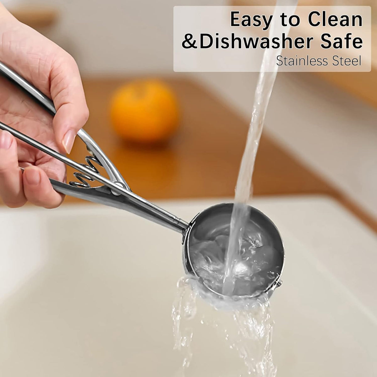 STONCEL Cookie Scoop Set of 3, Ice Cream Scooper with Trigger Release, Small/Medium/Large Stainless Steel Tablespoon Dough Scoop, for Melon Baller Baking Meatball Muffin