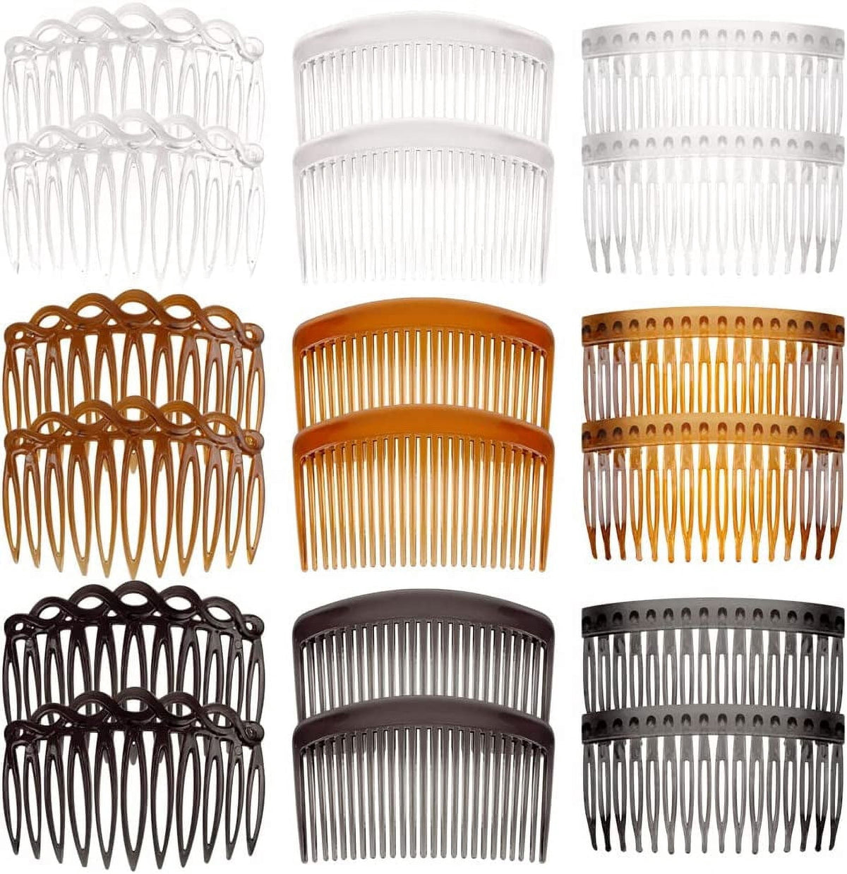 18 Pieces French Side Combs, Plastic Side Hair Twist Decorative Comb with Teeth, Hair Combs Slides Hair Clips Accessories for Women Bridal Wedding Veil Girls Thick and Fine Hair