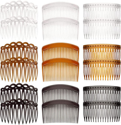 18 Pieces French Side Combs, Plastic Side Hair Twist Decorative Comb with Teeth, Hair Combs Slides Hair Clips Accessories for Women Bridal Wedding Veil Girls Thick and Fine Hair