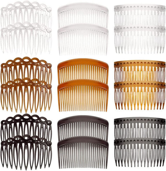 18 Pieces French Side Combs, Plastic Side Hair Twist Decorative Comb with Teeth, Hair Combs Slides Hair Clips Accessories for Women Bridal Wedding Veil Girls Thick and Fine Hair