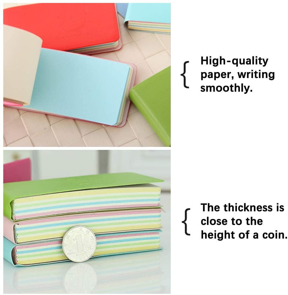 8PC Pocket Notebook, Mini Smiley Diary Notepads with Imitation-Leather Cover, Blank Pages, Portable Pocket Memo Book Easy to Tear Off, 11×6c