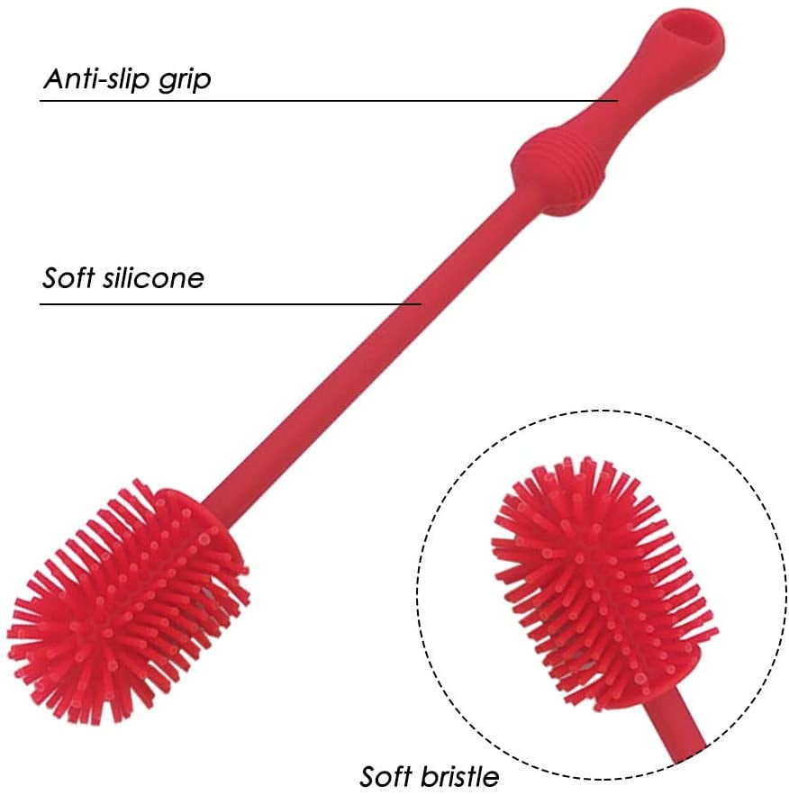 QUMENEY 6Pcs Silicone Bottle Brush, Straw Brush and Nipple Brush,  Bottle Cleaners for Baby Bottles Coffee Cups Little Mugs Vase and Deep Cu