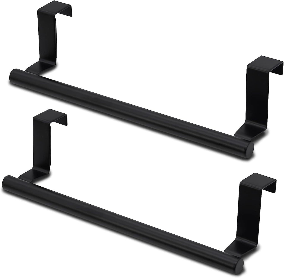 2 Packs Over The Door Towel Rack, STONCEL Stainless Steel Towel Holder and Washcloth Rack, 9in Over The Cabinet Hand Dish Towel Bar for Bathroom Kitchen Living Room Bar Holder Cupboard Black