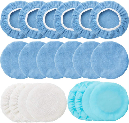 20 Pieces 9 to 10 Inches Buffer Pads Car Polisher Bonnet Orbital Buffer Bonnets Microfiber Bonnet Polishing Bonnet Buffing Pad Cover
