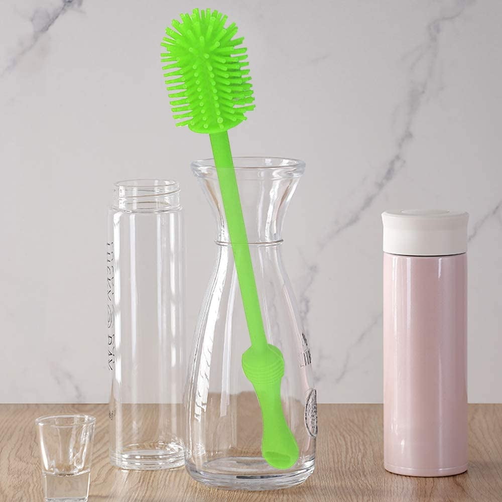 QUMENEY 6Pcs Silicone Bottle Brush, Straw Brush and Nipple Brush,  Bottle Cleaners for Baby Bottles Coffee Cups Little Mugs Vase and Deep Cu