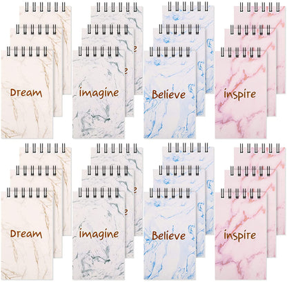 24 Pieces Inspirational Notepads Marble Mini Motivational Journal Notebook 2.4 x 4 Inch Small Pocket Notepads Tiny Top Spiral Memo Pads for