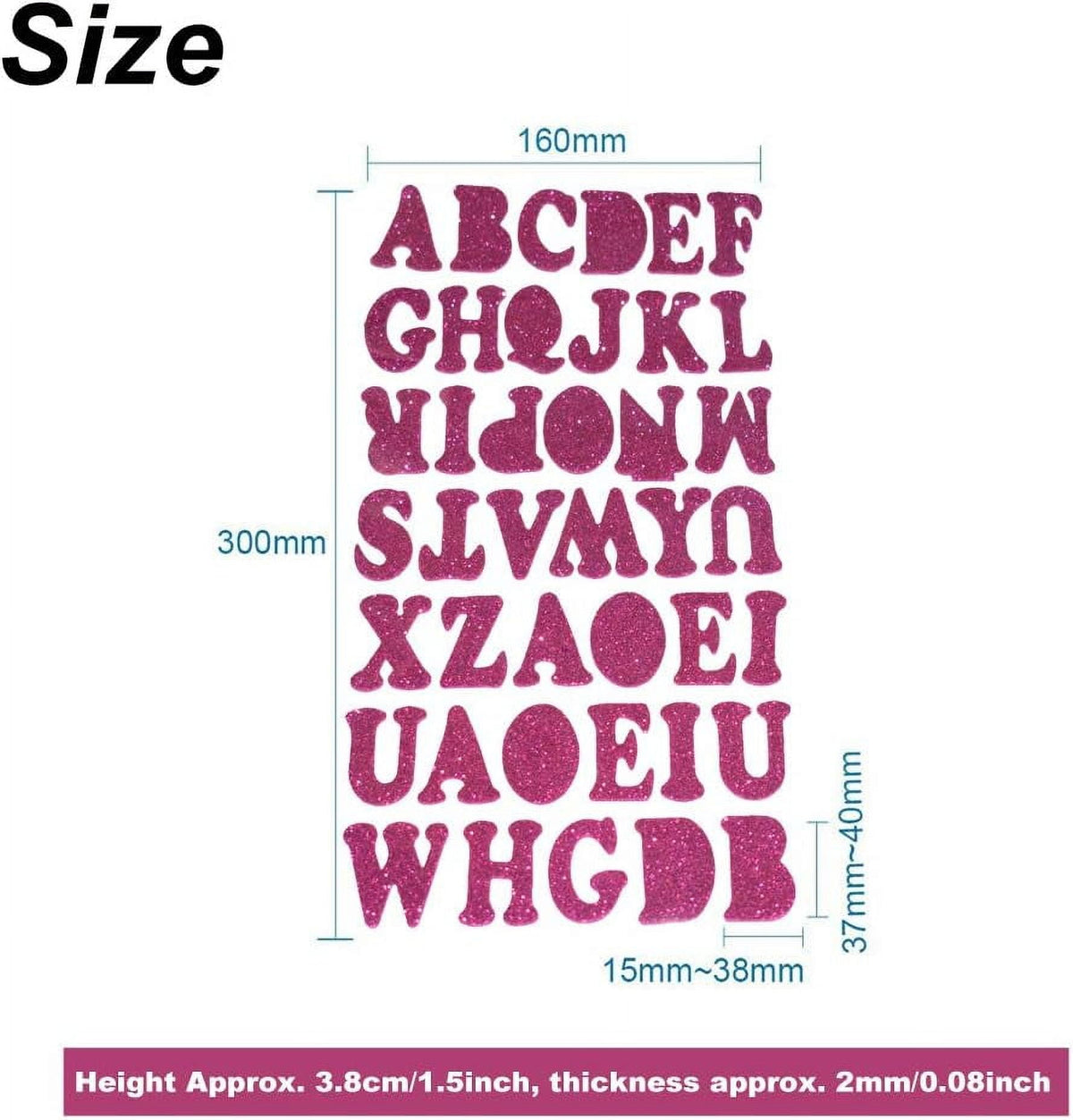 QUMENEY Glitter Foam Letters Stickers 6 Sheets Randomized style Self Adhesive Alphabet Number Stickers,Craft Embellishments for Decorating S