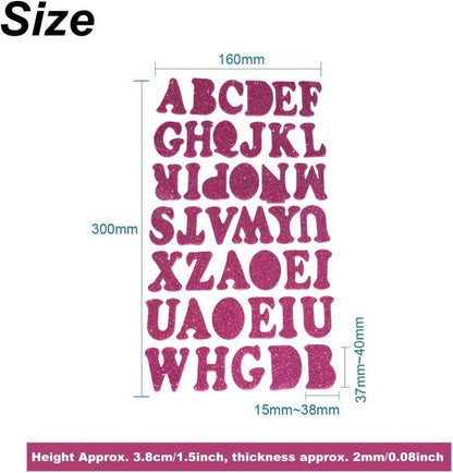 QUMENEY Glitter Foam Letters Stickers 6 Sheets Randomized style Self Adhesive Alphabet Number Stickers,Craft Embellishments for Decorating S