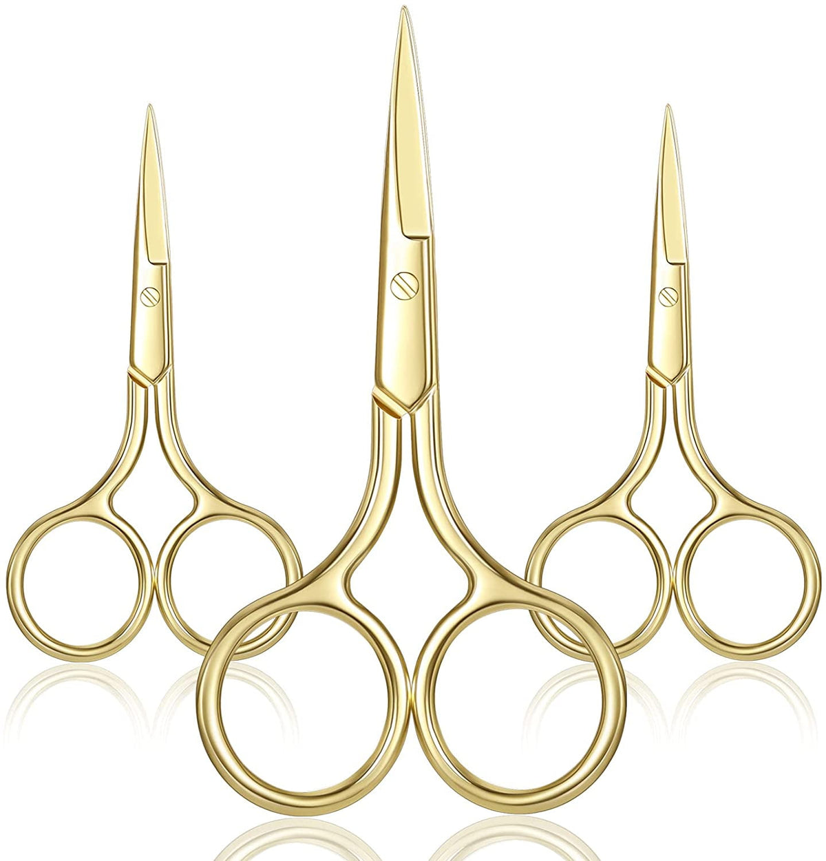 3 Pack Small Nose Scissors Facial Hair Scissors Mini Beauty Scissors Stainless Steel Trimming Pointed Scissor for Grooming Eyebrows, Nose, M