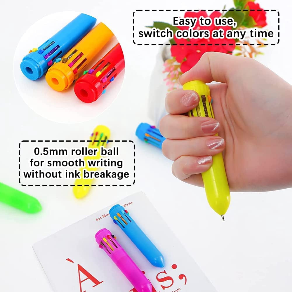 RETON 18 Pack Multicolor Ballpoint Pen, 10-in-1 Shuttle Pens, Retractable Multicolor Pens for Office Home Supplies Gift