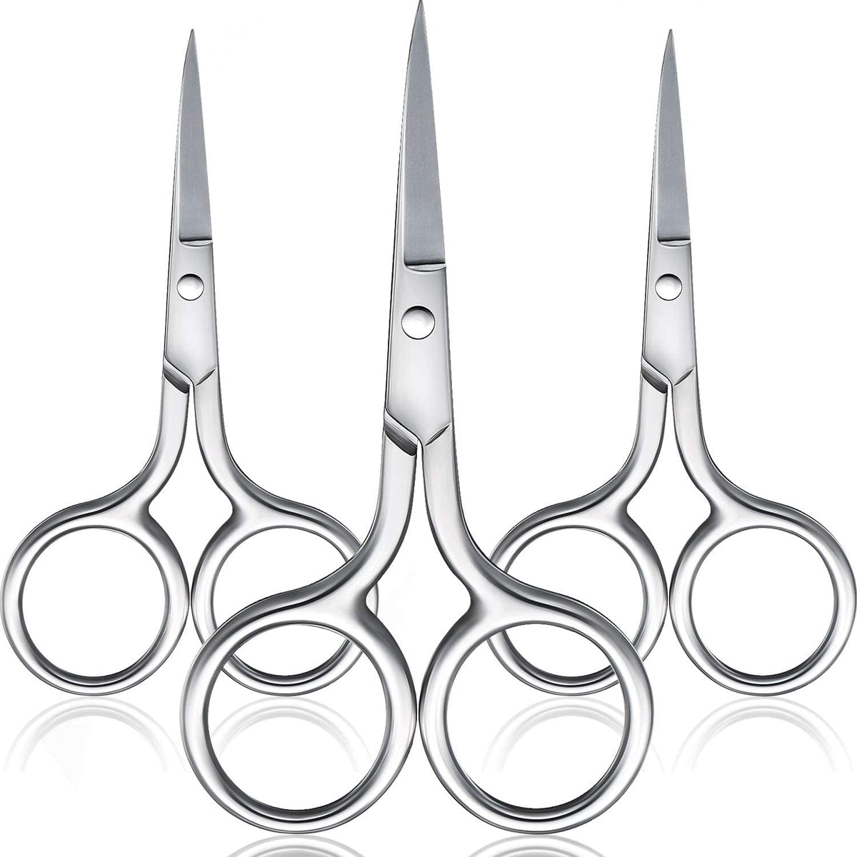 3 Pack Small Nose Scissors Facial Hair Scissors Mini Beauty Scissors Stainless Steel Trimming Pointed Scissor for Grooming Eyebrows, Nose, M