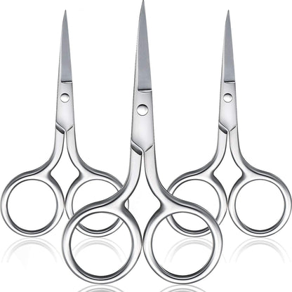 3 Pack Small Nose Scissors Facial Hair Scissors Mini Beauty Scissors Stainless Steel Trimming Pointed Scissor for Grooming Eyebrows, Nose, M