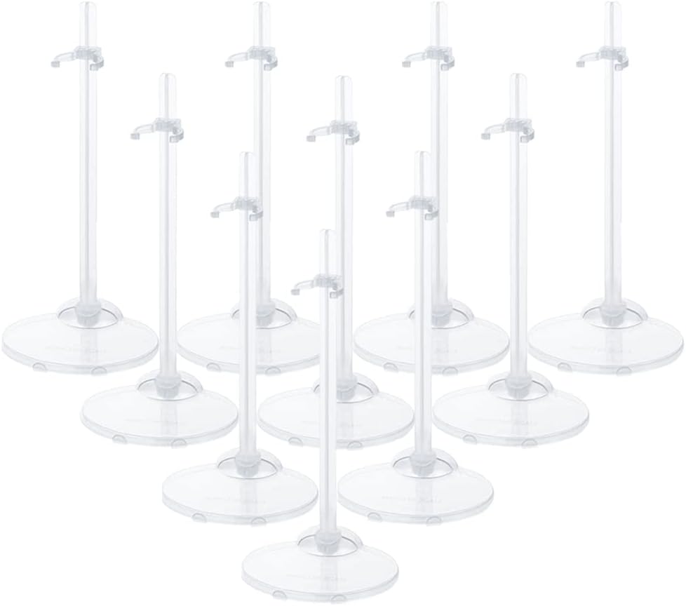 10Pcs Doll Stand Display Holders, Transparent for 11-13 Inch Dolls | Adjustable Doll Display Stands, Plastic Action Figure Accessories, Dolls Support Stand for Barbie Doll DIY Craft Dolls