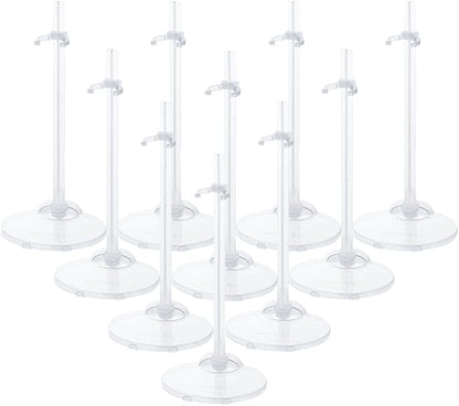 10Pcs Doll Stand Display Holders, Transparent for 11-13 Inch Dolls | Adjustable Doll Display Stands, Plastic Action Figure Accessories, Dolls Support Stand for Barbie Doll DIY Craft Dolls
