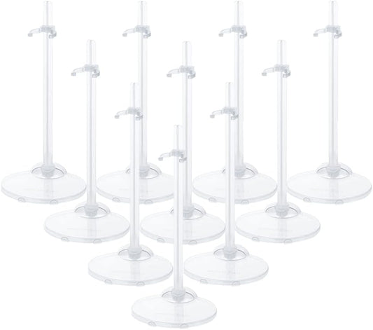 10Pcs Doll Stand Display Holders, Transparent for 11-13 Inch Dolls | Adjustable Doll Display Stands, Plastic Action Figure Accessories, Dolls Support Stand for Barbie Doll DIY Craft Dolls