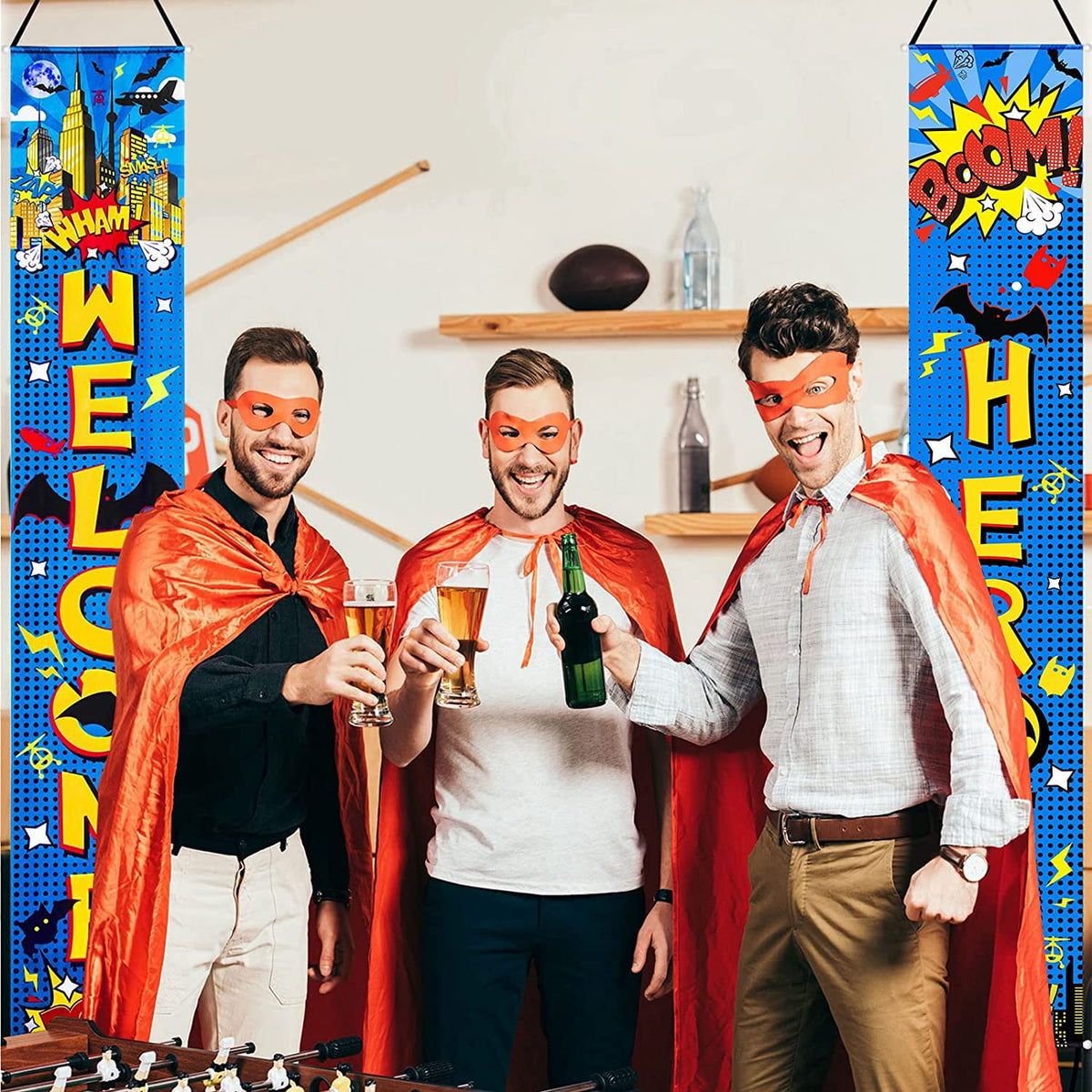 Hero Decorations Hero Backdrop Hero Porch Sign Banners Welcome Hanging Hero Decoration for Super Fun Hero Party Wall Decoration Door Action