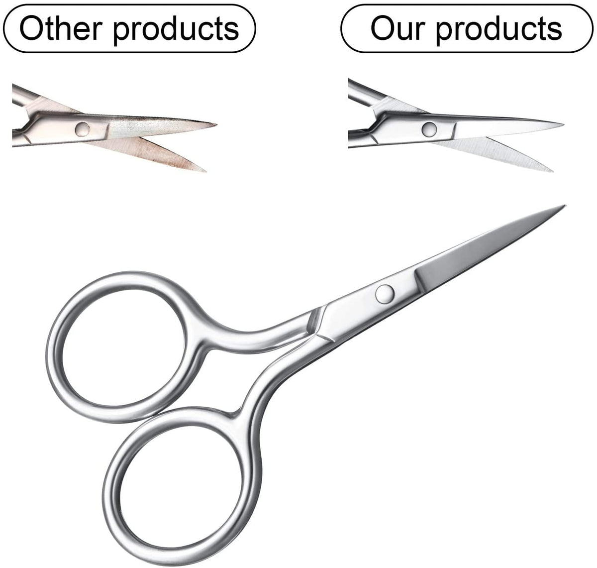 3 Pack Small Nose Scissors Facial Hair Scissors Mini Beauty Scissors Stainless Steel Trimming Pointed Scissor for Grooming Eyebrows, Nose, M
