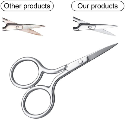 3 Pack Small Nose Scissors Facial Hair Scissors Mini Beauty Scissors Stainless Steel Trimming Pointed Scissor for Grooming Eyebrows, Nose, M