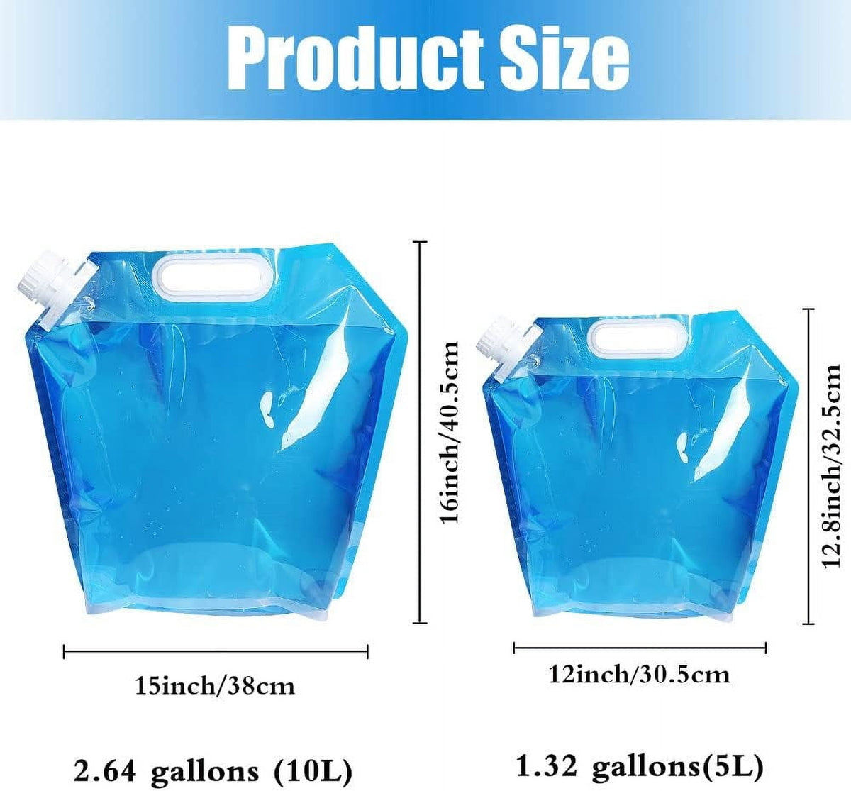 STONCEL 3PCS Collapsible Plastic Water Container, BPA Free Portable Water Storage Bag, Folding Car Water Carrier Tank for Outdoor Sports, Hiking, Camping Picnic, Travel BBQ (5L*2/10L*1)