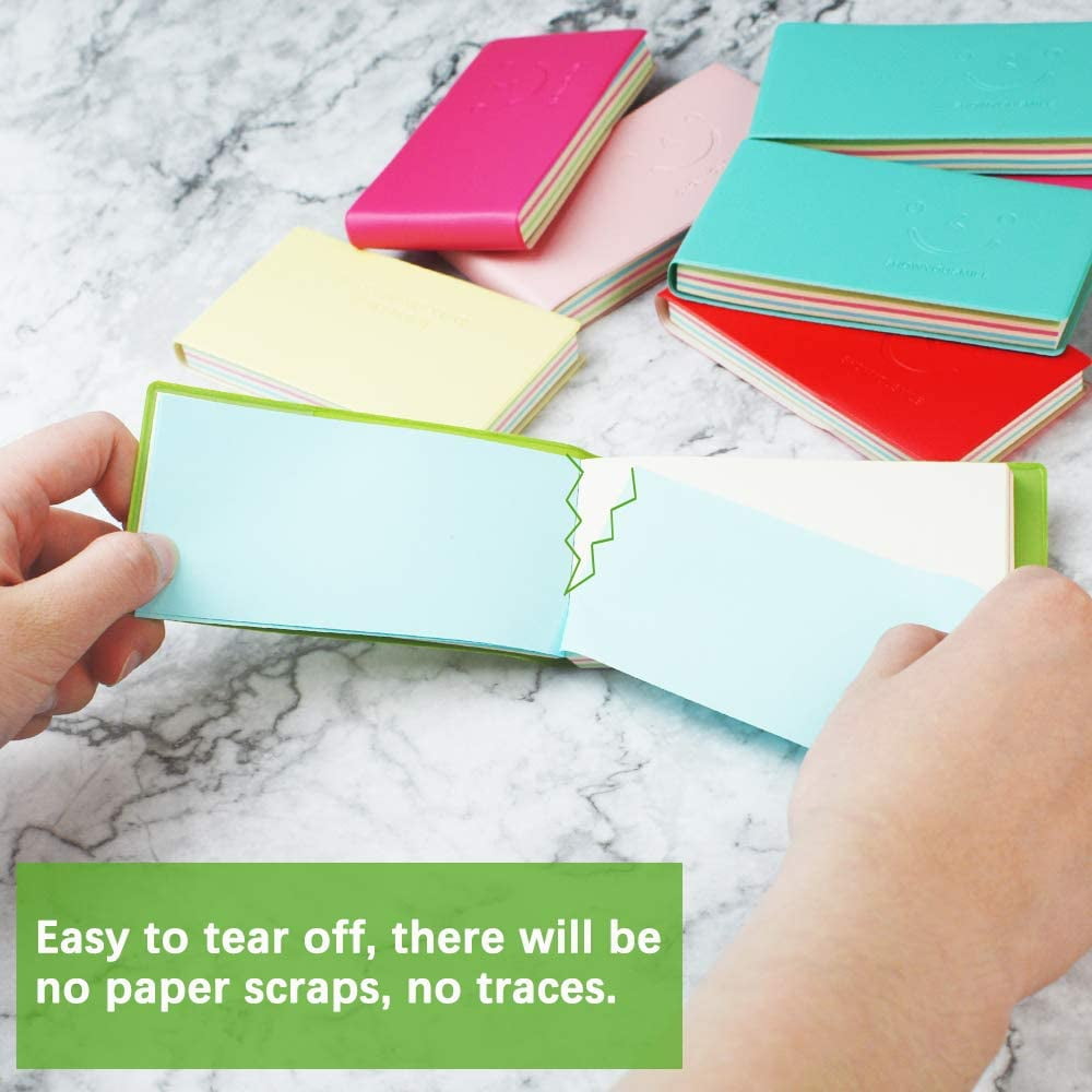 8PC Pocket Notebook, Mini Smiley Diary Notepads with Imitation-Leather Cover, Blank Pages, Portable Pocket Memo Book Easy to Tear Off, 11×6c