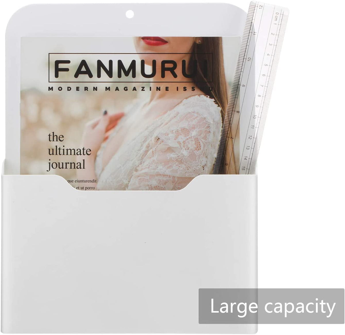 QUMENEY 3 Pack Magnetic File Holder, Large Size Refrigerator Magnetic Holder for Pen, Paper, Markers, Notebooks, Letter, Good for Class Whit