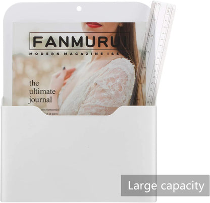 QUMENEY 3 Pack Magnetic File Holder, Large Size Refrigerator Magnetic Holder for Pen, Paper, Markers, Notebooks, Letter, Good for Class Whit