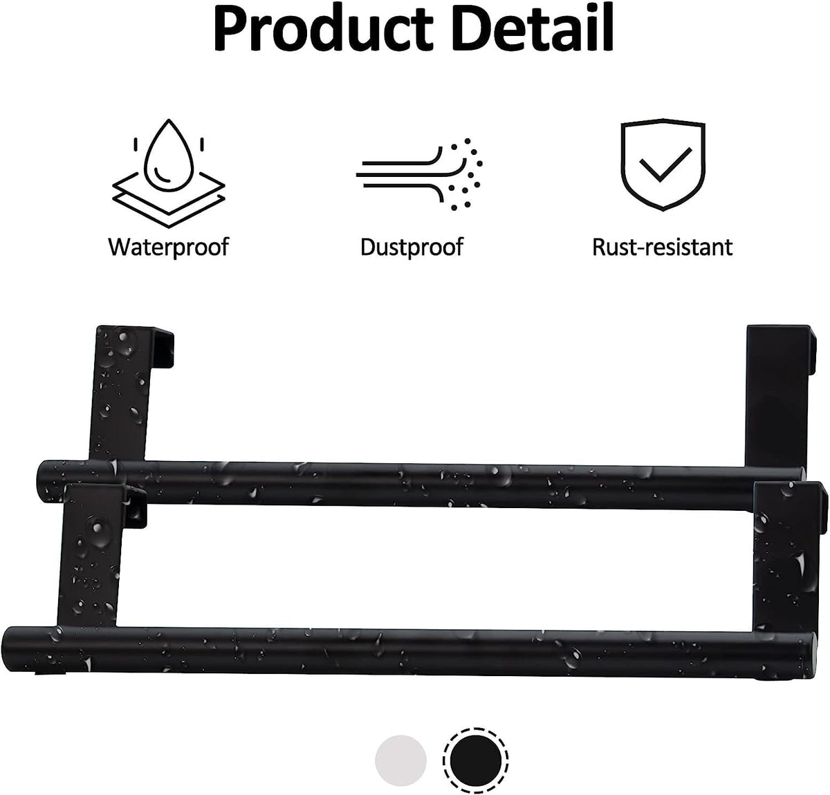 2 Packs Over The Door Towel Rack, STONCEL Stainless Steel Towel Holder and Washcloth Rack, 9in Over The Cabinet Hand Dish Towel Bar for Bathroom Kitchen Living Room Bar Holder Cupboard Black
