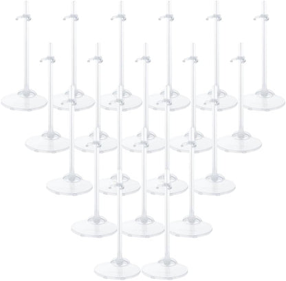 10Pcs Doll Stand Display Holders, Transparent for 11-13 Inch Dolls | Adjustable Doll Display Stands, Plastic Action Figure Accessories, Dolls Support Stand for Barbie Doll DIY Craft Dolls