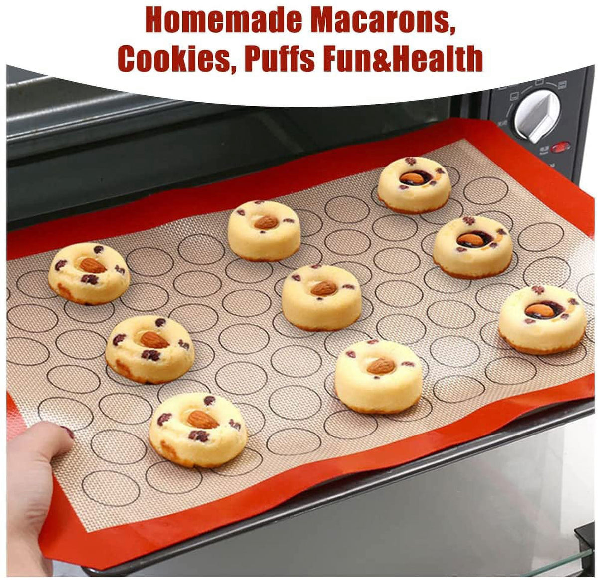 Silicone Baking Mats Set of 7, Non-Stick Silicone Mats for Baking, Reusable Baking Oven Liner Sheet with Small Silicone Brush Spatula Set for Cake/Macaron/Pastry/Cookie/Bread