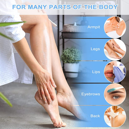 400Pcs Wax Strips Sticks Kit, STONCEL 300 Small Medium Large Wooden Wax Applicator Sticks Eyebrow Wax Spatulas and 100 Non-Woven Paper Wax Strip for Face Body Hair Removal Women Men