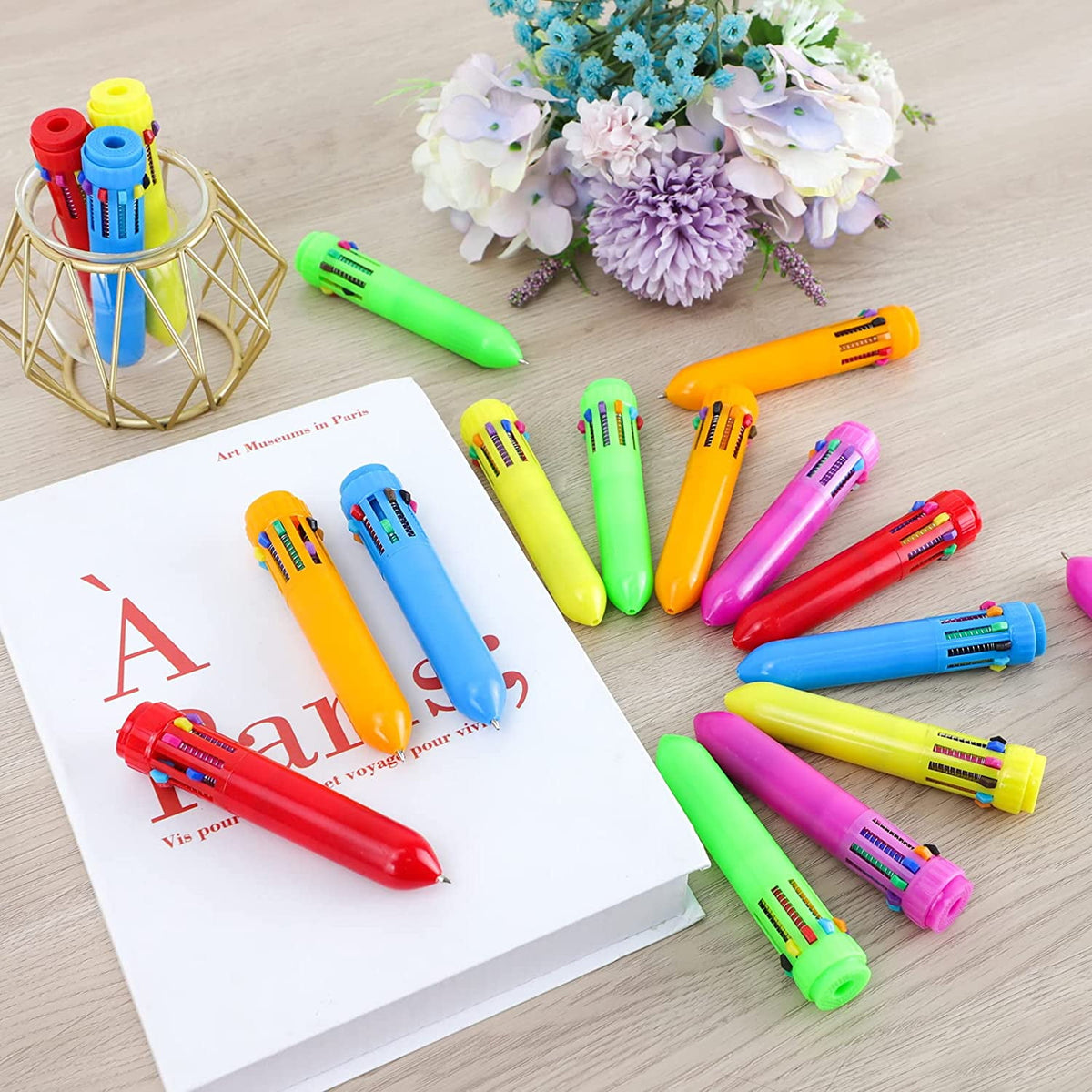 RETON 18 Pack Multicolor Ballpoint Pen, 10-in-1 Shuttle Pens, Retractable Multicolor Pens for Office Home Supplies Gift