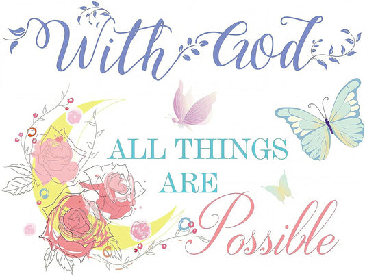 JINGIHE Vinyl Inspirational Quotes Stickers (Colorful) | Vinyl Wall Decor Inspirational Quotes Stickers 20.8 x 15.7 Inch, Flower Butterfly Decal for Bedroom, Living Room