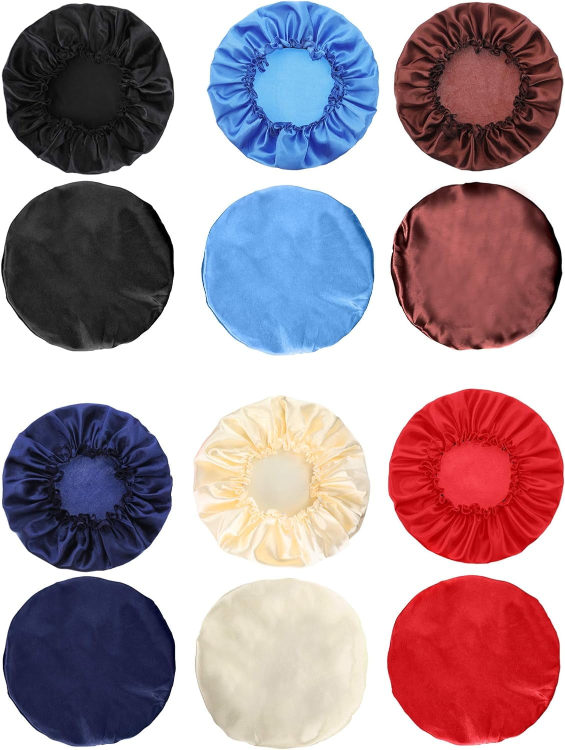 6 Pieces Sleep Cap Satin Bonnet Sleeping Hat Soft Elastic Night Hair Cover for Women Girls