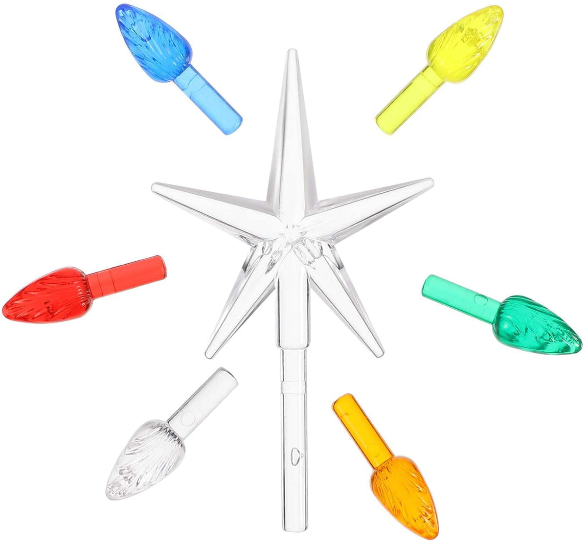QUMENEY 151 Pcs Ceramic Christmas Tree Replacement Lights, Multi Color Medium Plastic Light Up Twist/Bulbs and 1 Piece Ceramic Tree Star Orn