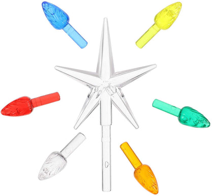 QUMENEY 151 Pcs Ceramic Christmas Tree Replacement Lights, Multi Color Medium Plastic Light Up Twist/Bulbs and 1 Piece Ceramic Tree Star Orn