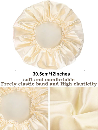 6 Pieces Sleep Cap Satin Bonnet Sleeping Hat Soft Elastic Night Hair Cover for Women Girls