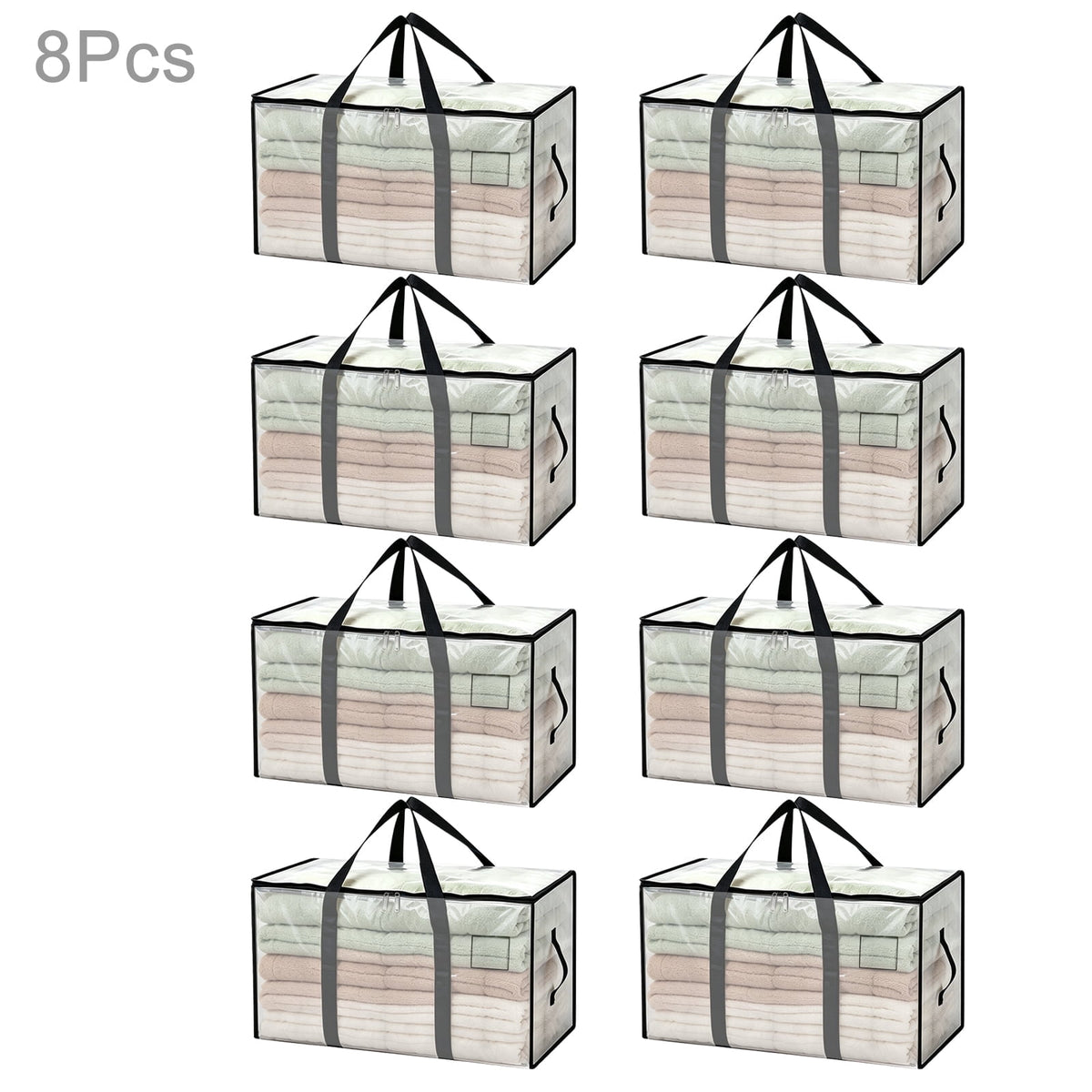 8 Pack Extra Large Heavy Duty Moving Bags, Storage Bags with Strong Zippers & Handles Bags for Moving Ideal Storage Tote for Clothes Packing, Dorms Supplies