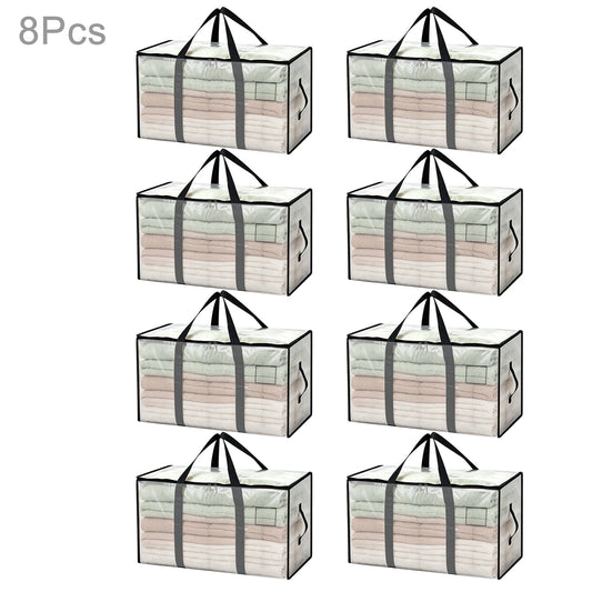 8 Pack Extra Large Heavy Duty Moving Bags, Storage Bags with Strong Zippers & Handles Bags for Moving Ideal Storage Tote for Clothes Packing, Dorms Supplies