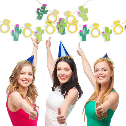 3 Pieces Mexican Fiesta Glitter Banner Taco Bout Love It's Time to Fiesta Cactus Pattern Garland Flag for Baby Shower Bridal Wedding Engagem