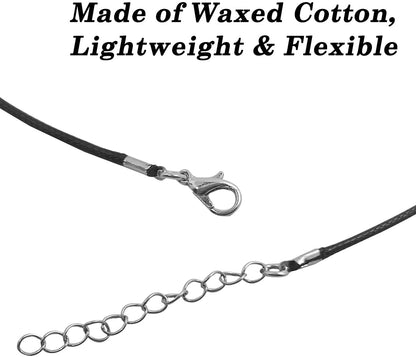 Set of 75, Black Waxed Cord with Clasp Bulk and Mixed Irregular Healing Stone Beads, findTop 50 Pcs Necklace Cord Bulk (20 Inch) and Crystal