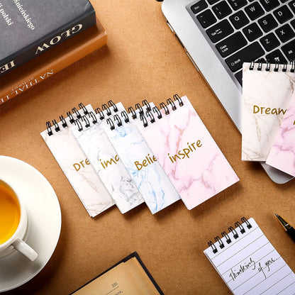 24 Pieces Inspirational Notepads Marble Mini Motivational Journal Notebook 2.4 x 4 Inch Small Pocket Notepads Tiny Top Spiral Memo Pads for