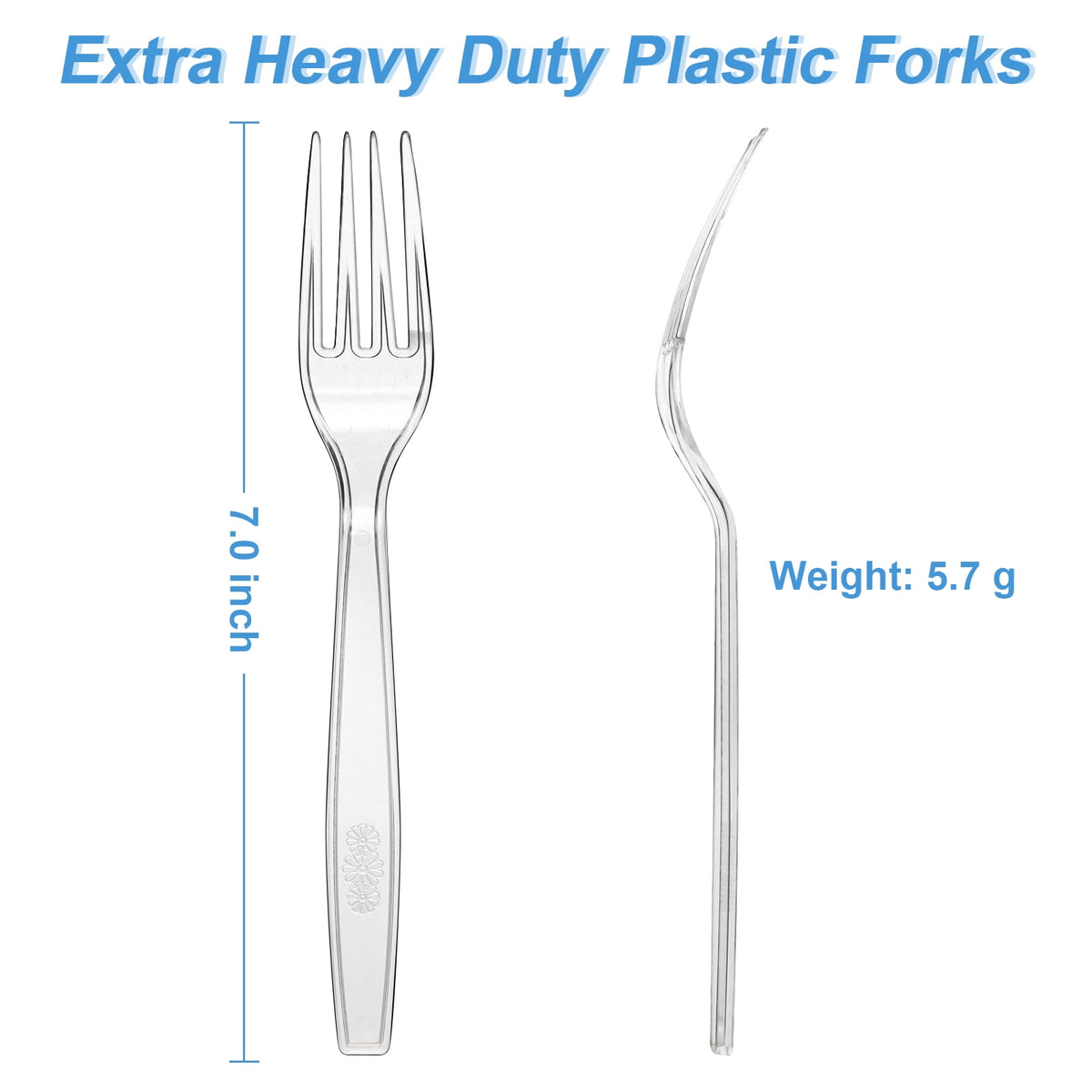 CareLoom 100 Count Extra Heavy Duty Clear Plastic Forks Disposable, BPA-Free, Heat Resistant, Solid and Durable Disposable Forks Bulk, Premium Plastic Forks heavy duty for Party Supply