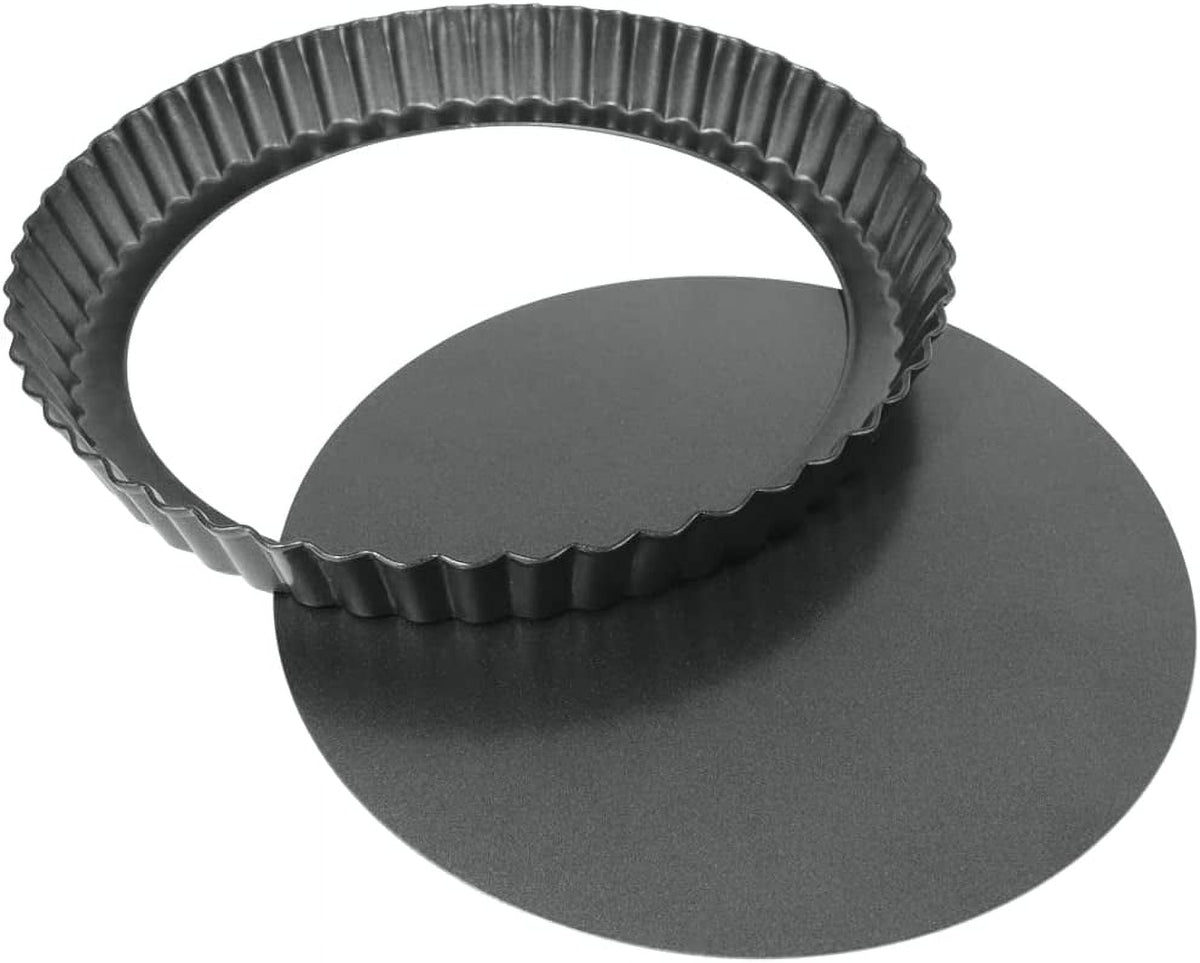 9 Inch Tart Pan with Removable Bottom, Round Quiche Pan Non-Stick Baking Mold for Fruit Pie Tart Quiche Cake (Black)