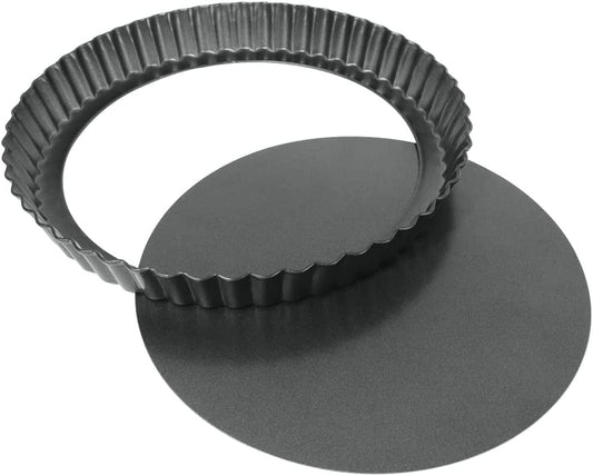 9 Inch Tart Pan with Removable Bottom, Round Quiche Pan Non-Stick Baking Mold for Fruit Pie Tart Quiche Cake (Black)