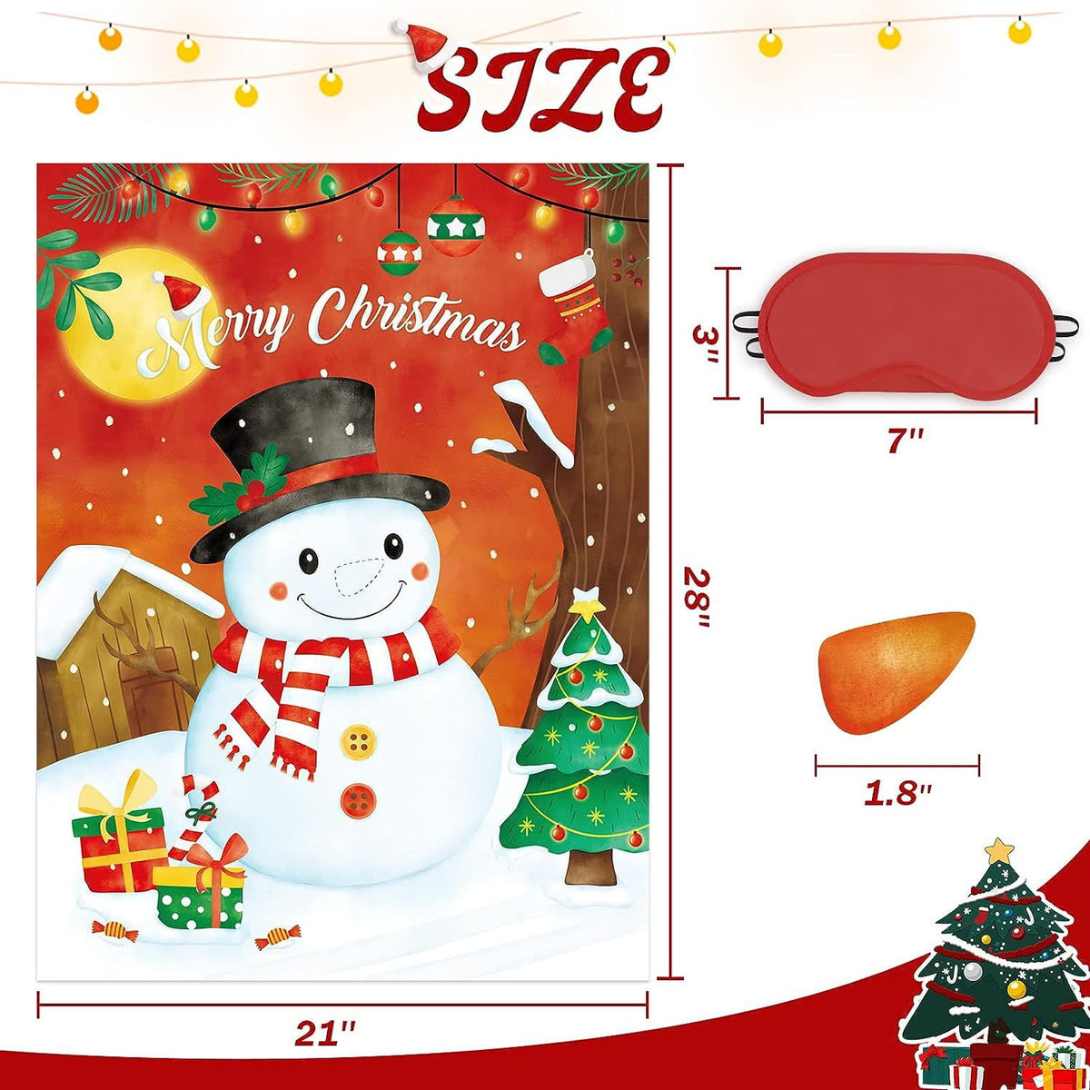 Christmas Party Pin Games Set Pin The Nose on The Snowman Pin The Beard on The Santa Claus Pin The Nose on The Reindeer for New Year Xmas Pa